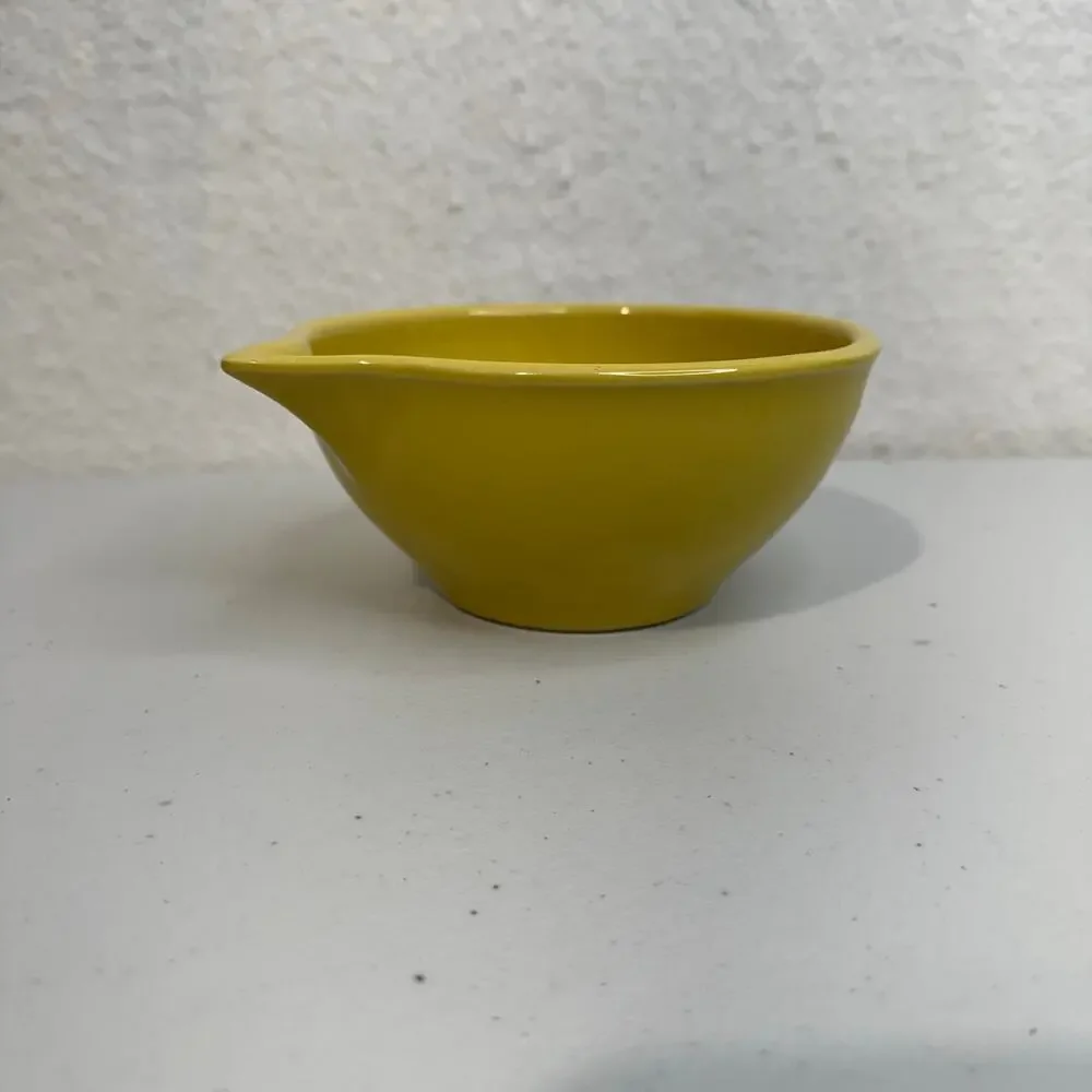 VTG McCoy Stoneware Vibrant Yellow Glaze Ceramic Spout Bowl Small Batter Bowl